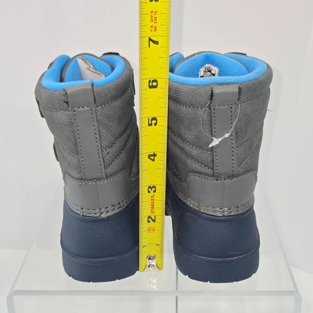 Carters Toddler Boy Snow Boots Blue Gray Hook and Loop Winter Shoes 7M DELTHA